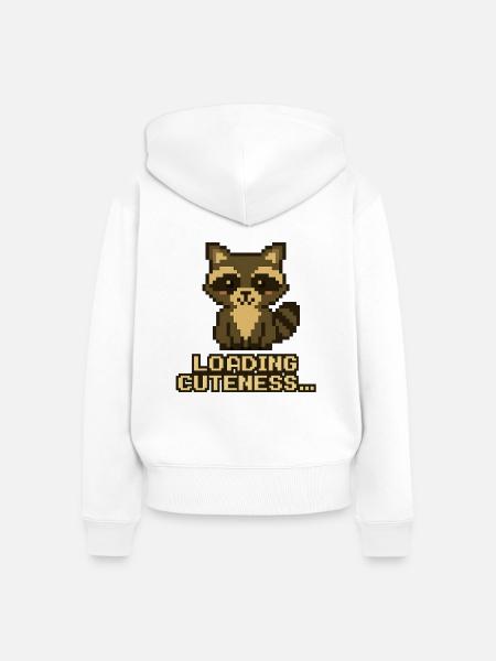 Pixel Waschbär: Niedlichkeit lädt - Frauen Premium Bio Zip Hoodie - Weiß