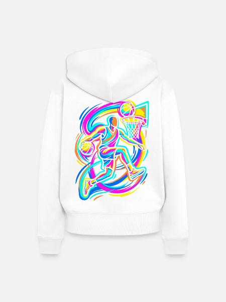 Basketball Dunk - Frauen Premium Bio Zip Hoodie - Weiß