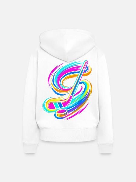 Eishockeyschläger - Frauen Premium Bio Zip Hoodie - Weiß