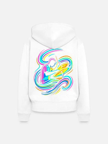 Bunter Trommler - Frauen Premium Bio Zip Hoodie - Weiß