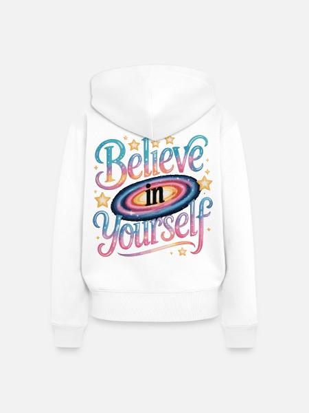 Believe in Yourself - Galaxy - Frauen Premium Bio Zip Hoodie - Weiß