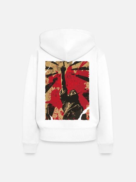 Aufstehende Faust Protest - Frauen Premium Bio Zip Hoodie - Weiß