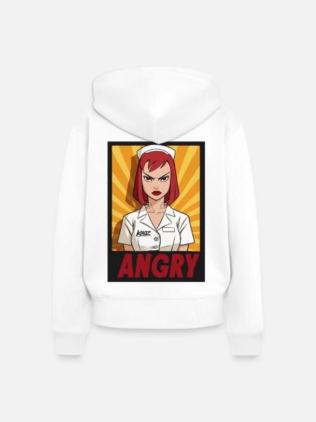 Wütende Krankenschwester Pop-Art - Frauen Premium Bio Zip Hoodie - Weiß