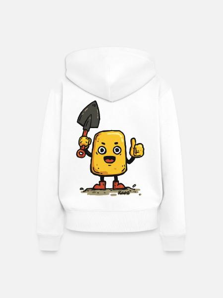 Kleiner Kerl mit Schaufel - Frauen Premium Bio Zip Hoodie - Weiß