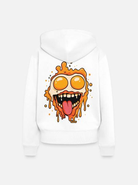 Schmelzendes Gesicht mit Spiegelei Augen - Frauen Premium Bio Zip Hoodie - Weiß