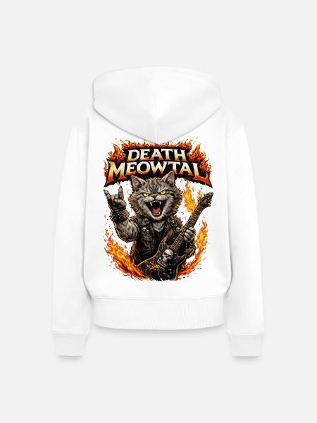 Death Meowtal Rock Inferno - Frauen Premium Bio Zip Hoodie - Weiß