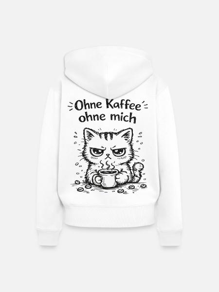 Katzenkaffee Grimasse - Frauen Premium Bio Zip Hoodie - Weiß