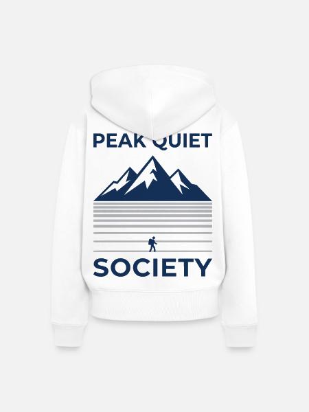 PEAK QUIET Bergsilhouette Motiv - Frauen Premium Bio Zip Hoodie - Weiß