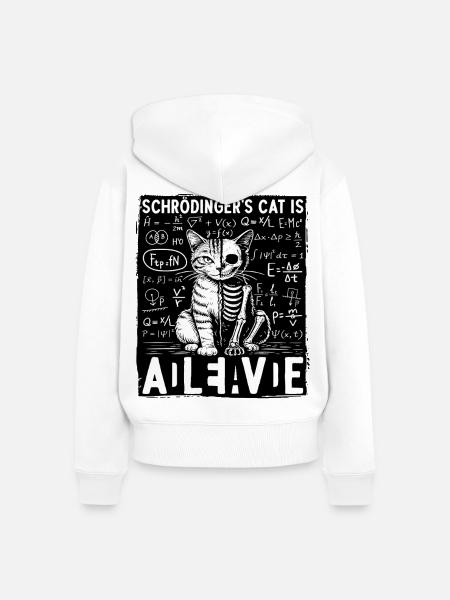 Schrödingers Cat Is Alive Dead - Frauen Premium Bio Zip Hoodie - Weiß