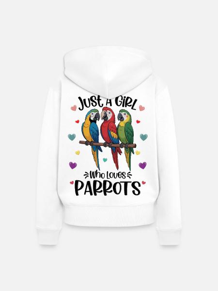 Mädchen liebt Papageien - Frauen Premium Bio Zip Hoodie - Weiß
