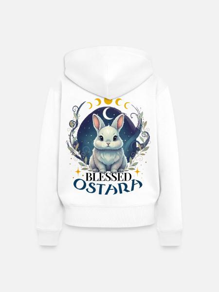 Frohes Ostara-Kaninchen Pagan - Frauen Premium Bio Zip Hoodie - Weiß