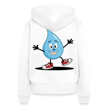 A funny water drop face in sneakers - Women's Premium Organic Zip Hoodie - white - Back - AI Model Female 172 light (172cm)