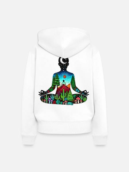 meditation nature - Frauen Premium Bio Zip Hoodie - Weiß
