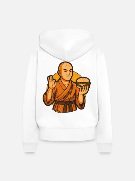 Zen Burger Monk - Frauen Premium Bio Zip Hoodie - Weiß