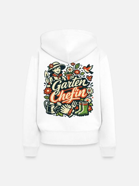 Garten Chefin Gärtnerin Geschenk - Frauen Premium Bio Zip Hoodie - Weiß