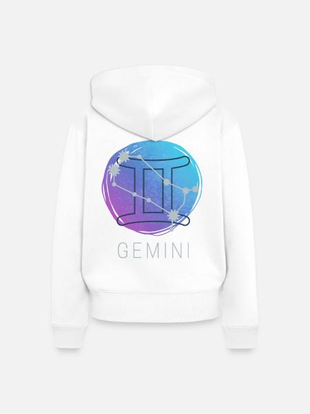 Zwilling Tierkreiszeichen Horoskop Sternzeichen - Frauen Premium Bio Zip Hoodie - Weiß