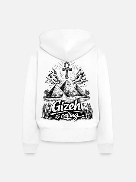 Gizeh is calling Ägypten Pyramiden Reise - Frauen Premium Bio Zip Hoodie - Weiß