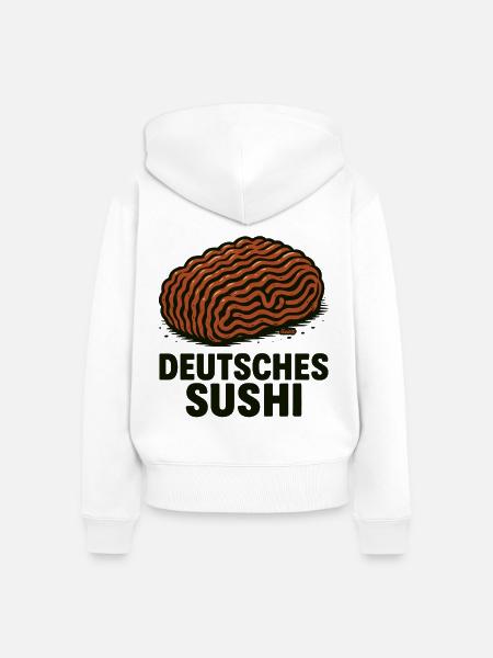 Deutsches Sushi Hackfleisch Mett - Frauen Premium Bio Zip Hoodie - Weiß
