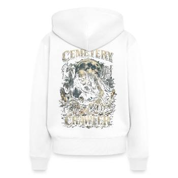 Friedhof Goth Humor Cemetery Crawler - Women's Premium Organic Zip Hoodie - white - Back - AI Model Female 172 light (172cm)
