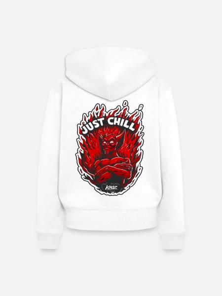 Inferno-Dämon Entspann dich einfach - Frauen Premium Bio Zip Hoodie - Weiß