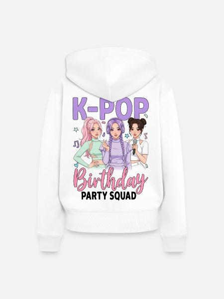 K Pop Birthday Party Squad - Frauen Premium Bio Zip Hoodie - Weiß