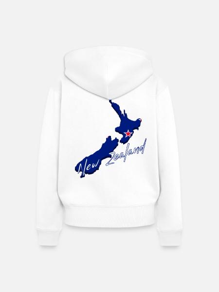 Karte mit der Flagge Neuseelands - Frauen Premium Bio Zip Hoodie - Weiß
