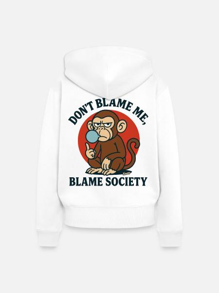 Monkey Blame Society Tee - Frauen Premium Bio Zip Hoodie - Weiß
