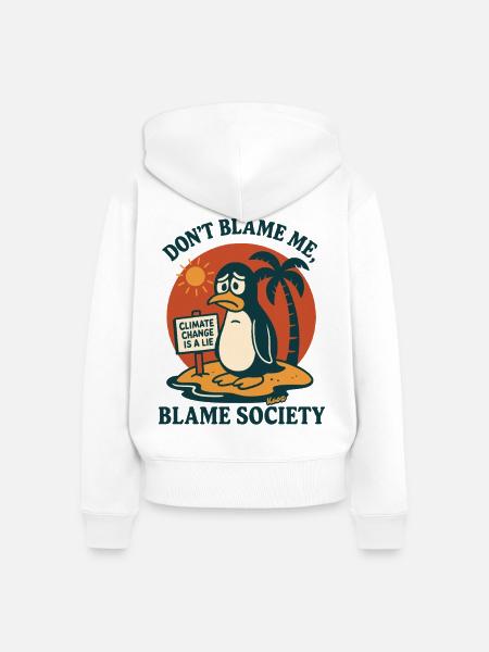 Inselpinguin-Satire-Tee - Frauen Premium Bio Zip Hoodie - Weiß