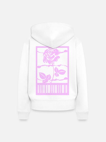 Gothic Rose Stacheldraht Strichcode Urban Style - Frauen Premium Bio Zip Hoodie - Weiß