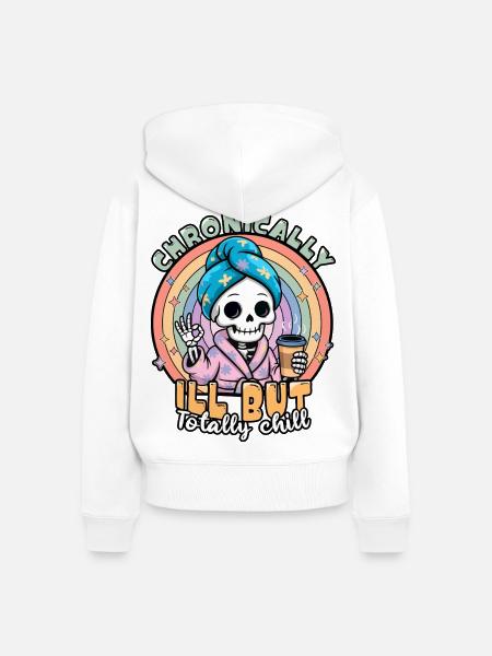 Fibromyalgie-Bewusstsein chronisch kranker Skelett - Frauen Premium Bio Zip Hoodie - Weiß