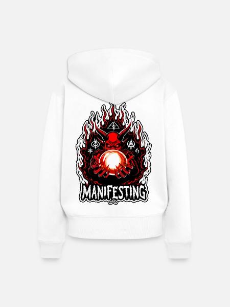 Flammengebundener Manifestierender Dämon - Frauen Premium Bio Zip Hoodie - Weiß