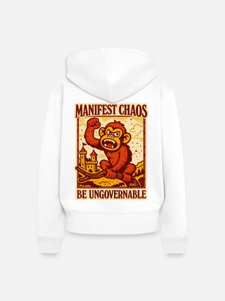 Manifestiere Chaos Monkey - Frauen Premium Bio Zip Hoodie - Weiß