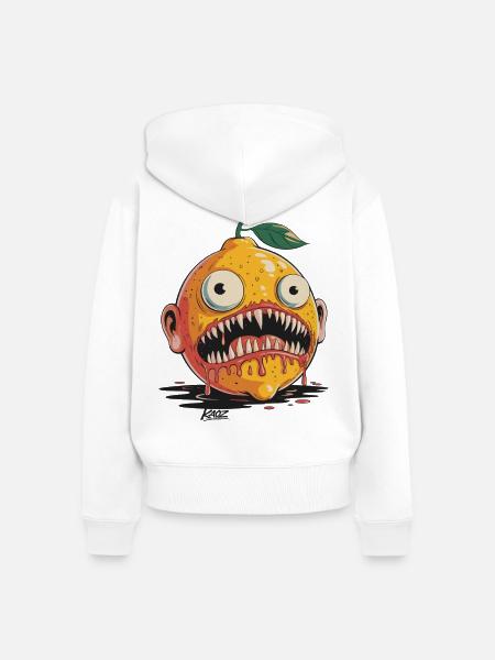 Albtraum-Zitrusmonster - Frauen Premium Bio Zip Hoodie - Weiß