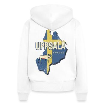 Carte souvenir de la province d’Uppsala, Suède - Sweat à capuche zippé Premium bio Femme - blanc - Dos - AI Model Female 172 light (172cm)