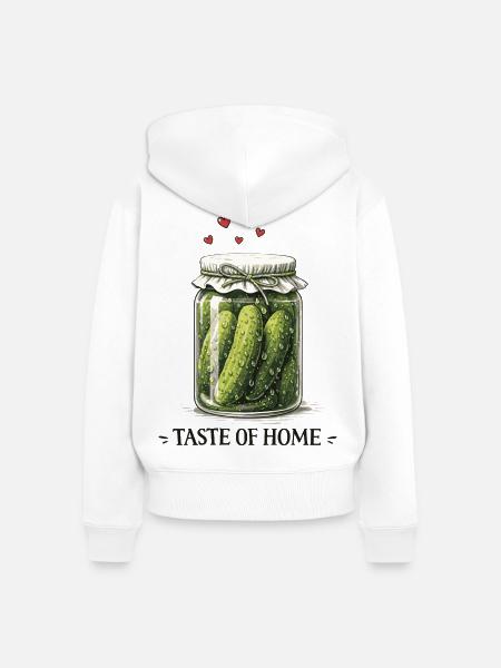 Taste Of Home Pickle Jar - Frauen Premium Bio Zip Hoodie - Weiß