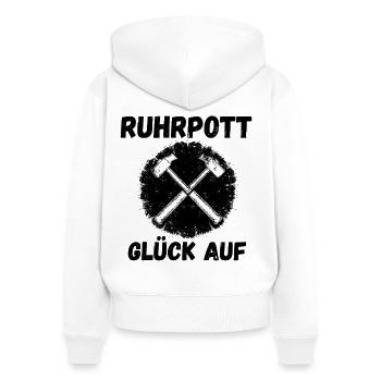 Hammerkreuz im Kreis – Grunge Stil - Frauen Premium Bio Zip Hoodie - Weiß - Hinten - AI Model Female 172 light (172cm)