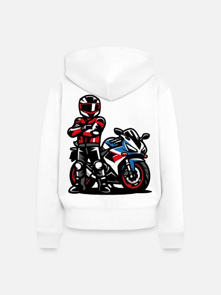 Biker- und Sportbike-Designrennen - Frauen Premium Bio Zip Hoodie - Weiß