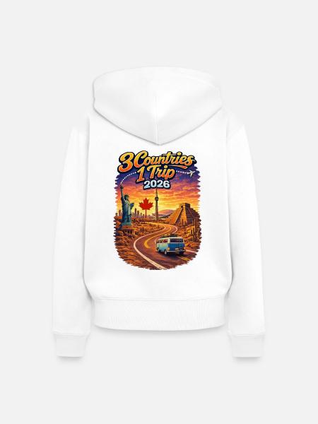 3 Countries 1 Trip 2026 - Frauen Premium Bio Zip Hoodie - Weiß