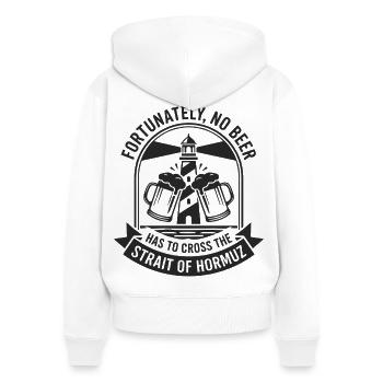 Heureusement, pas d’humour à la bière à la manière d’Hormuz - Sweat à capuche zippé Premium bio Femme - blanc - Dos - AI Model Female 172 light (172cm)