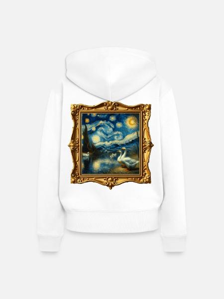 Emdengans Starry Night - Frauen Premium Bio Zip Hoodie - Weiß