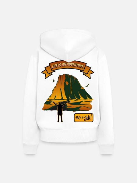 Leben ist ein Abenteuer Berglandschaft - Frauen Premium Bio Zip Hoodie - Weiß