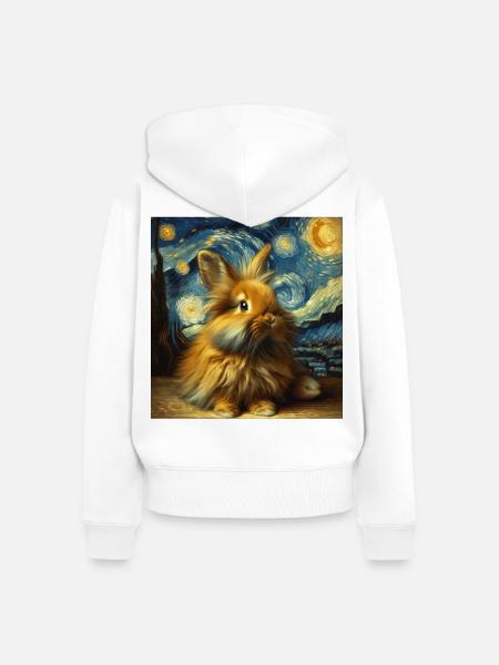 Zwergkaninchen Starry Night - Frauen Premium Bio Zip Hoodie - Weiß