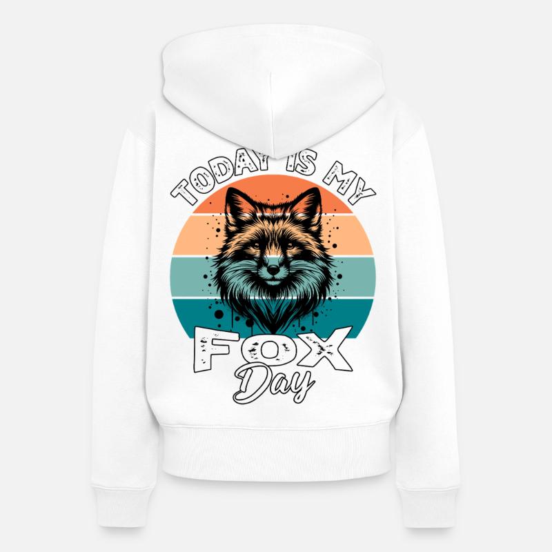 Red Fox Fox Fox - Women's Premium Organic Zip Hoodie - white