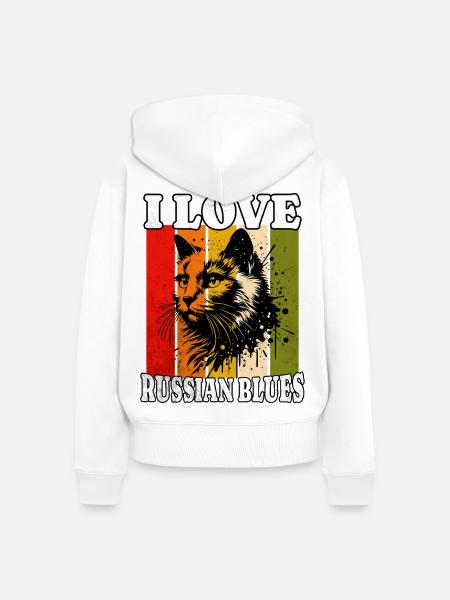 I Love Russian Blue - Frauen Premium Bio Zip Hoodie - Weiß