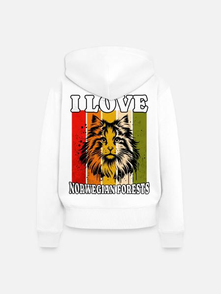 I Love Norwegian Forest - Frauen Premium Bio Zip Hoodie - Weiß