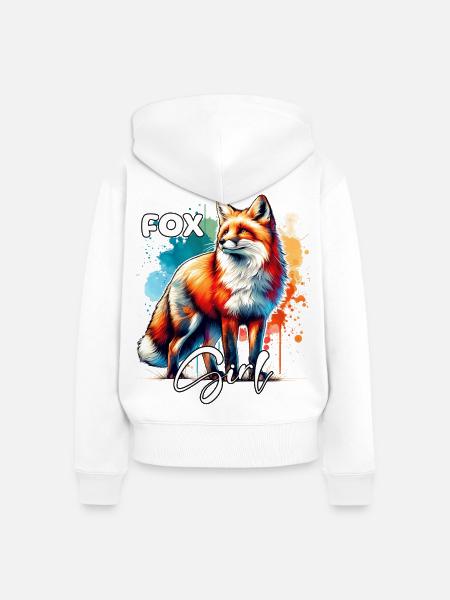 Fox Mädchen Rotfuchs Fuchs - Frauen Premium Bio Zip Hoodie - Weiß