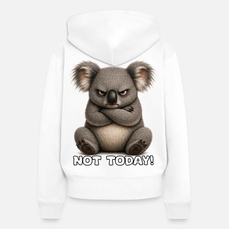 Grumpy Koala – Not Today - Women's Premium Organic Zip Hoodie - white