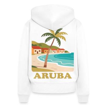 Aruba - Frauen Premium Bio Zip Hoodie - Weiß - Hinten - AI Model Female 172 light (172cm)