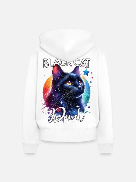Schwarze Katze Papa - Frauen Premium Bio Zip Hoodie - Weiß