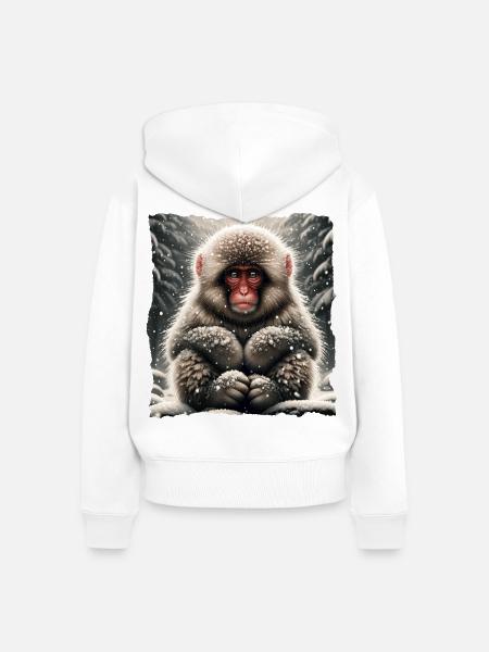 Schneeaffe Snow Monkey - Frauen Premium Bio Zip Hoodie - Weiß